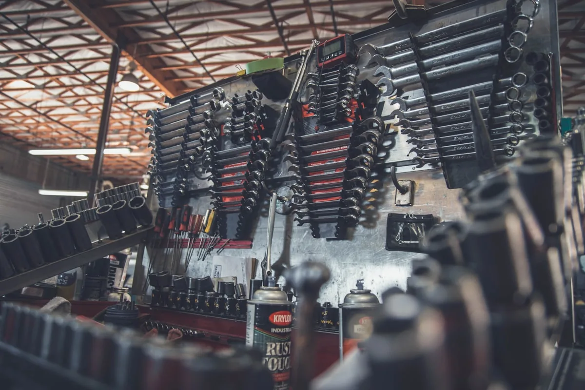 Wall of workshop tools